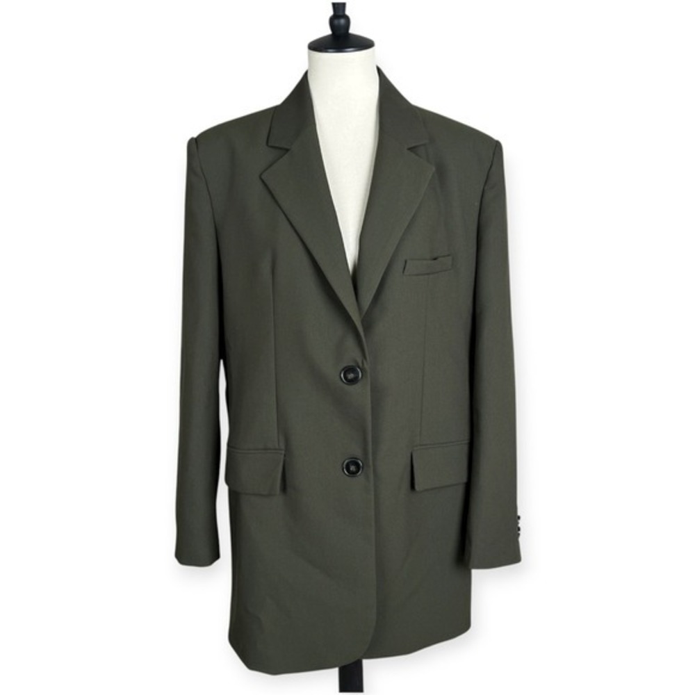 Zara Oversized Mens Inspired Blazer Double‎ Button Front Boyfriend Sz M Green